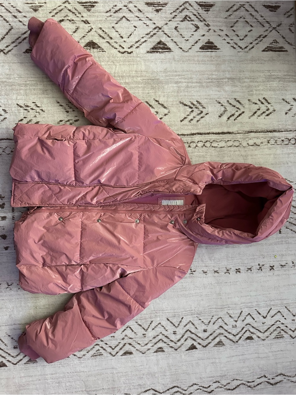 GAP Hooded Puffer Jacket in Dusty Rose